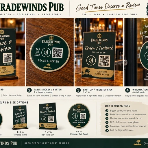 Generated design concept for a Tradewinds Pub feedback piece in a bright pub-inspired setting